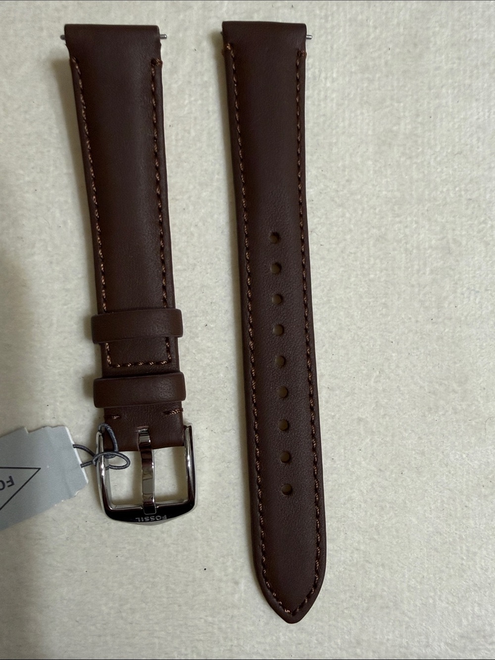 16mm Fossil Dark Brown Leather Watch Strap for